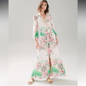 WHBL Drama Sleeve Floral Maxi Dress